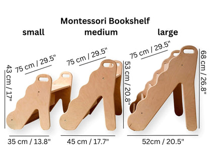 Wave Design Wooden Bookshelf / Small Size-3