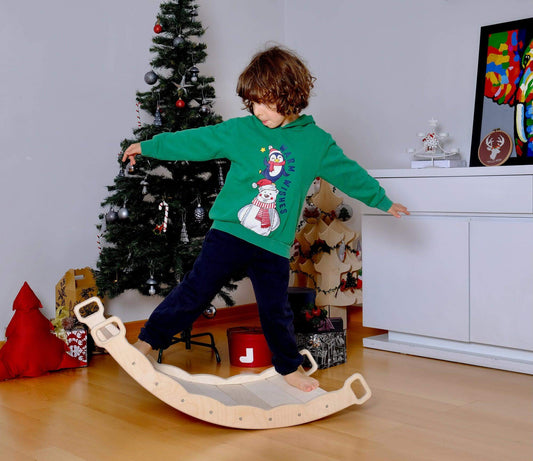 XL Wooden Balance Board for Toddlers Montessori Balance Toy with Pillow-0